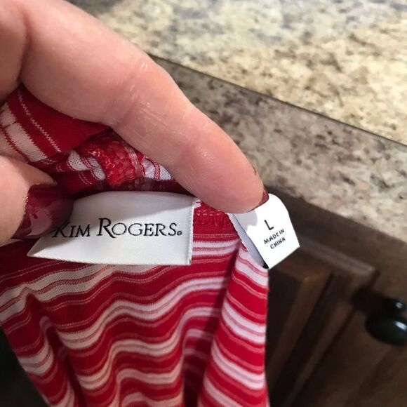 Kim Rogers size large short sleeve red and white cardigan - Picture 4 of 6